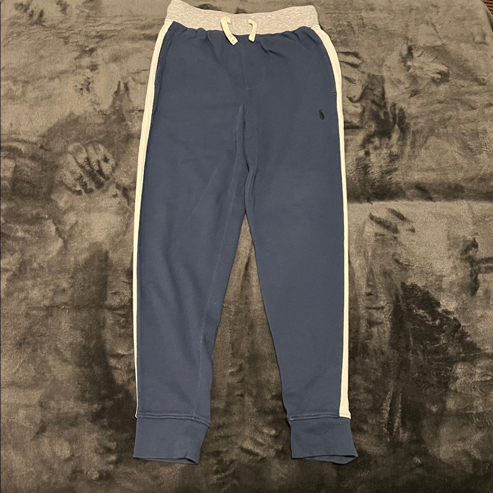 Polo by Ralph Lauren Kids Blue Sweatpants with White Stripes. Fair condition